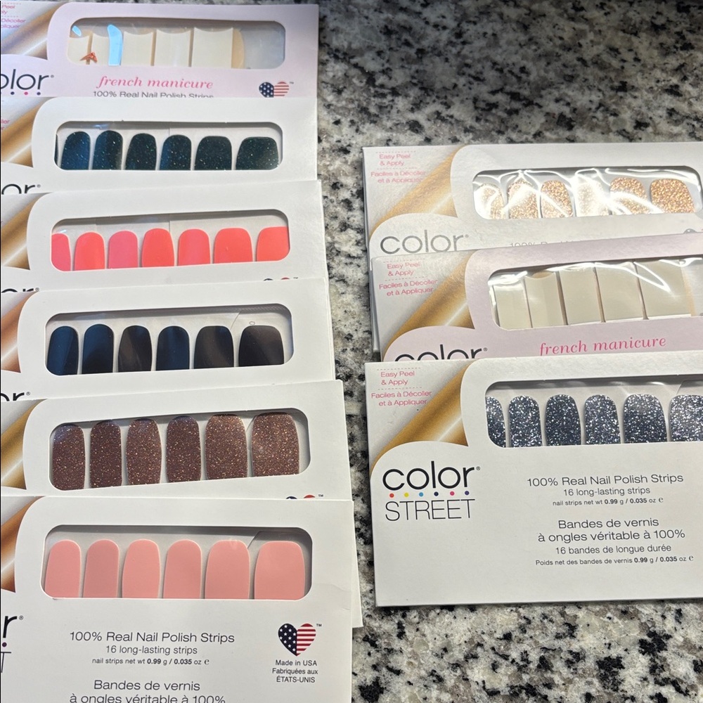 Color Street Nail Strips - Pink, Blue, Gold, and More